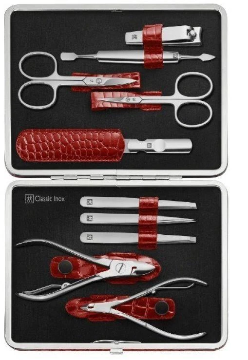 Zwilling komplektas do manicure - raudona sztywne pudełko, 10 dalys