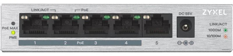 Šakotuvas ZYXEL GS1005-HP 5 prievadų GbE nevaldomas PoE jungiklis