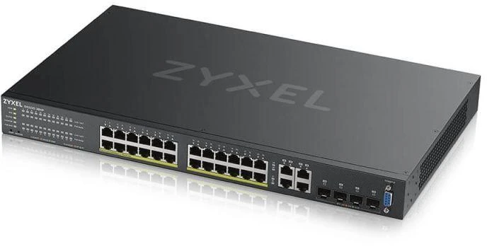 ZYXEL GS2220-28HP, ES REGIONAS, 24 PRIEVADŲ GBE L2 POE KOMUTATORIUS SU GBE UPLINK (1 METŲ NCC PRO PACK LICENCIJA) (5 METŲ GARANTIJA)