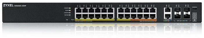 Šakotuvas ZYXEL XGS2220-30HP, L3 prieigos komutatorius, 400W POE, 16XPOE+/10XPOE++, 24X1G RJ45 2X10MG RJ45, 4X10G SFP+ UPLINK, įskaitant 1 metų „Nebulaflex Pro“ (5 metų garantija)