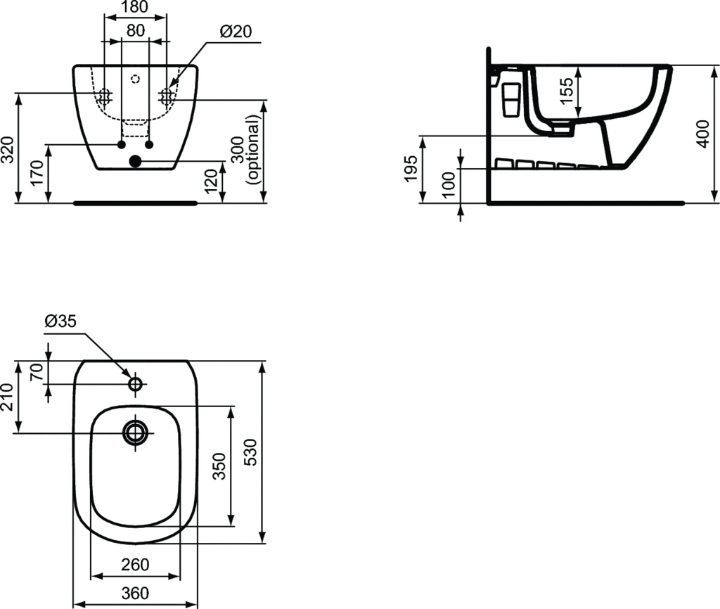 Bidė pakabinama Ideal Standard Tesi