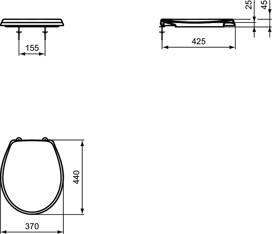 Dangtis WC Ideal Standard Contour 21, universalus, lėtai nusileidžiantis