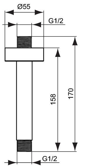 Stacionarios dušo galvos laikiklis Ideal Standard IdealRain, iš lubų 150 mm, chromuota