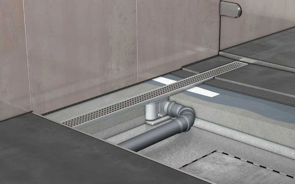 Dušo latako korpusas Aco ShowerDrain C, 65 mm su horizontaliu flanšu, 1185 mm
