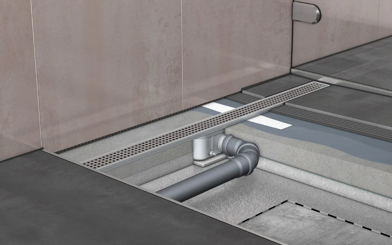 Dušo latako korpusas Aco ShowerDrain C, 65 mm su horizontaliu flanšu, 1085 mm