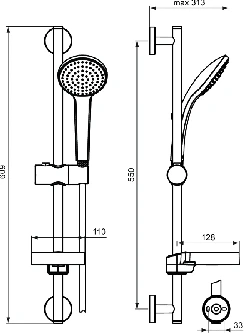 Dušo stovas Ideal Standard IdealRain, M1, 600 mm, galvutė 100 mm