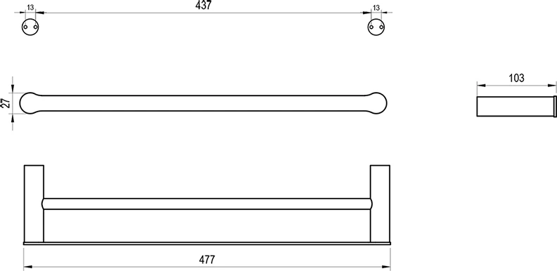 Dvigubas rankšluosčių laikiklis Ravak Fold, FD 320.30SSB, 45 cm, šlifuoto nerūdijančio plieno