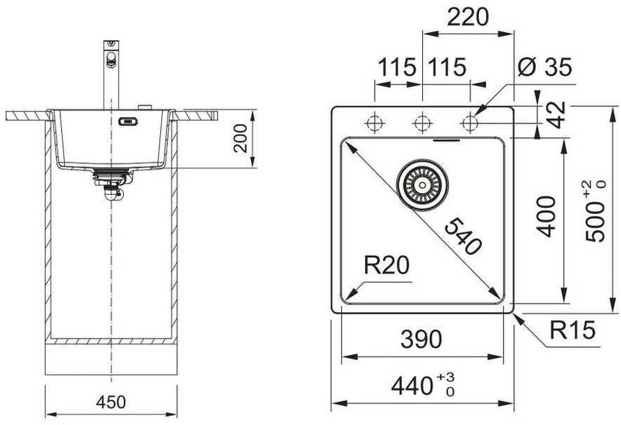 Plautuvė Franke MRG 610-39 Stone pilkas