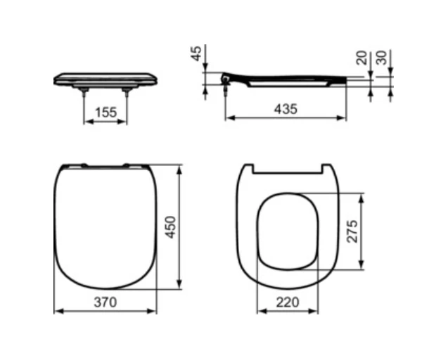 Ideal Standard Tesi, Plonas, lėtai nusileidžiantis WC dangtis