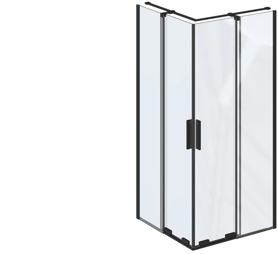 Kvadratinė dušo kabina Ravak Roll, RORV2 90x90, juodas+stiklas Transparent
