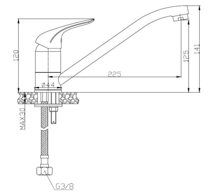Plautuvės maišytuvas S-Line Pro, SL282, ilgu čiaupu