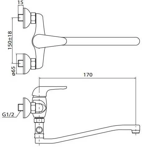 Plautuvės maišytuvas S-Line Pro, SL261, sieninis