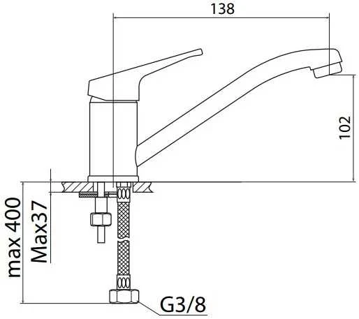 Plautuvės maišytuvas S-Line Pro, SL287, vidutiniu čiaupu
