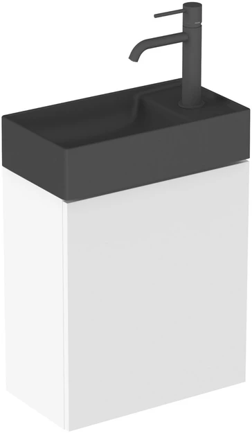 Mini praustuvas Veda Slim 40 Mini, su skyle maišytuvui, juodas matinis