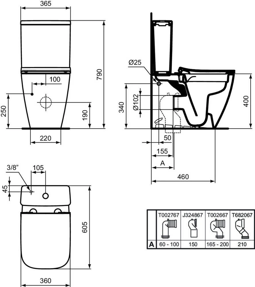 Pastatomas WC Ideal Standard, i.life S RimsLS+ su bakeliu ir lėtai nusileidžiančiu Slim dangčiu