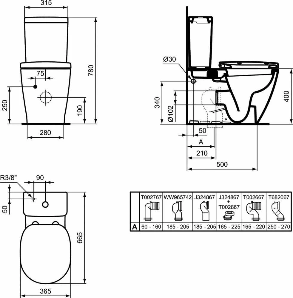 Pastatomo WC Ideal Standard bakelis, Connect Cube (be puodo)