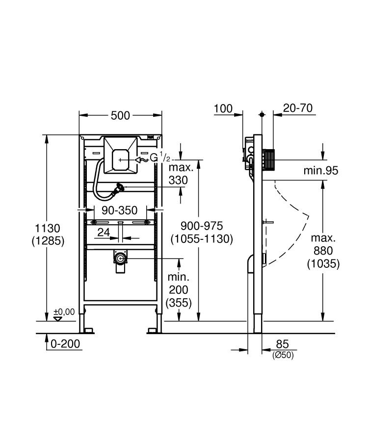 Pisuaro rėmas GROHE RAPID SL