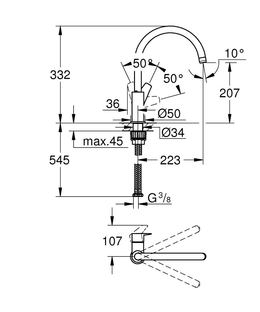 Grohe Bauedge virtuvinis maišytuvas, chromas