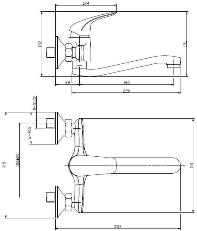 Plautuvės maišytuvas S-Line Pro, SL261, sieninis