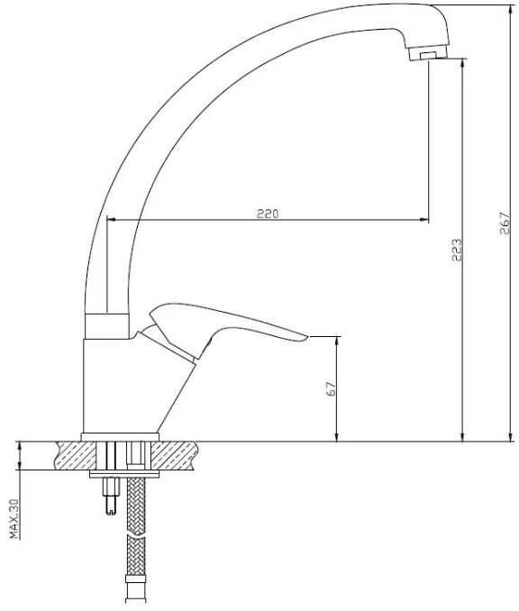 Plautuvės maišytuvas S-Line Pro, SL281, aukštu čiaupu