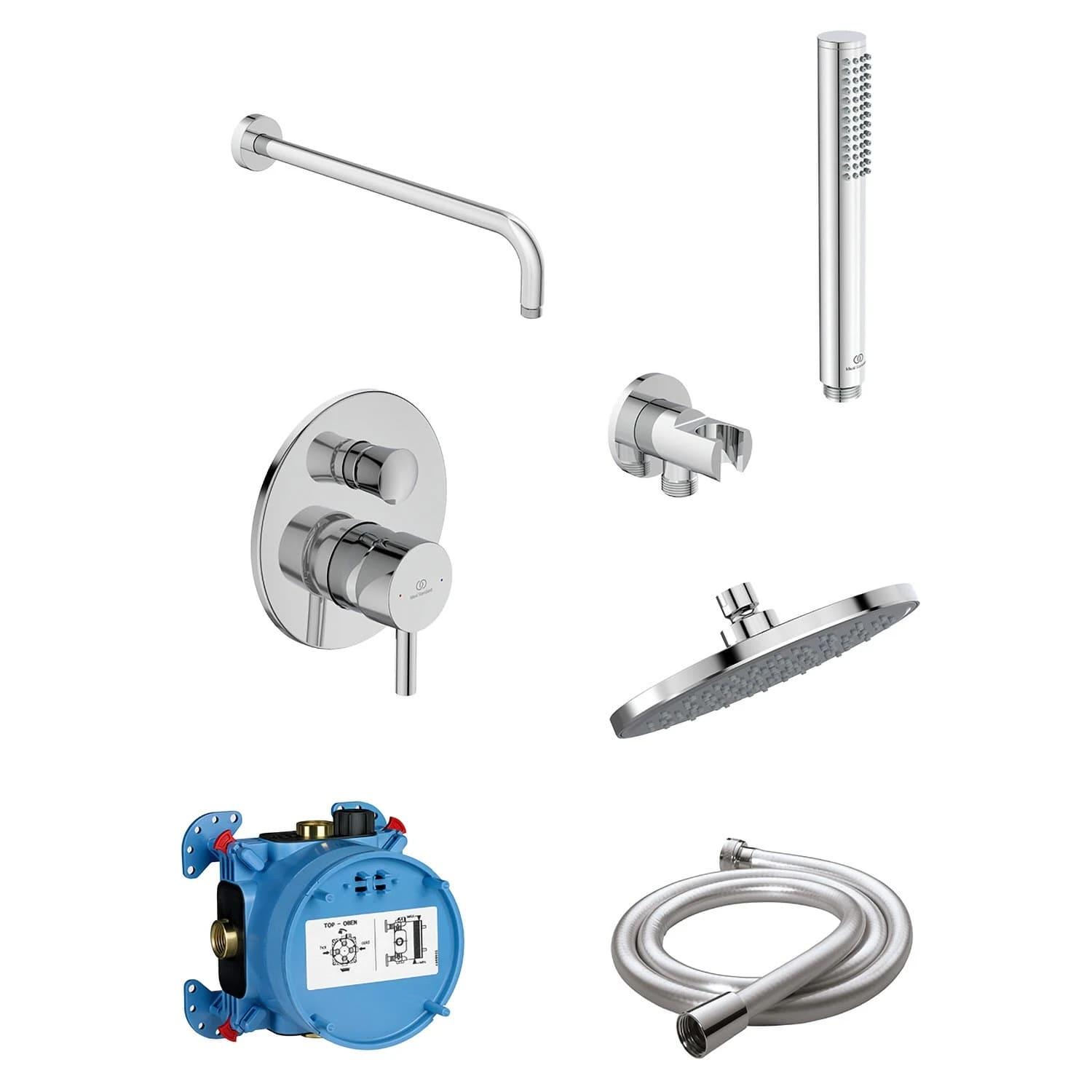 Potinkinis dušo komplektas Ideal Standard Ceraline, su apvalia Ø200 mm galva, chromas