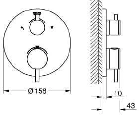 Grohe Atrio termostatinis dušo maišytuvas. brushed hard graphite