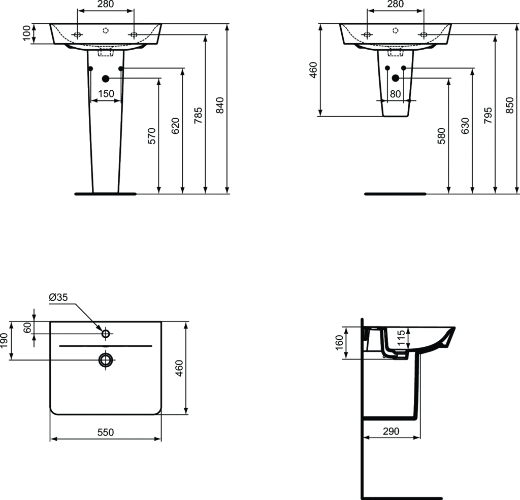 Praustuvas Ideal Standard Connect Air Cube, 55 cm