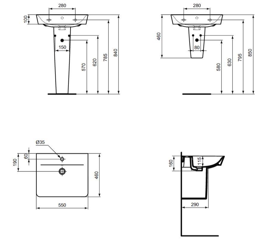 Praustuvas Ideal Standard Connect Air Cube, 55 cm
