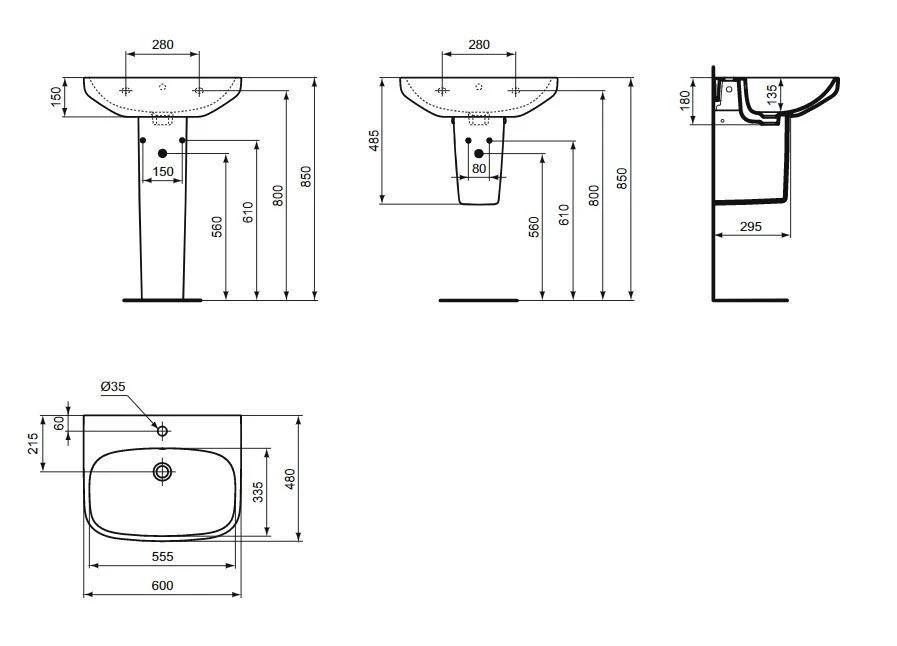 Ideal_Standa Praustuvas Ideal Standard i.life A, 60 cm