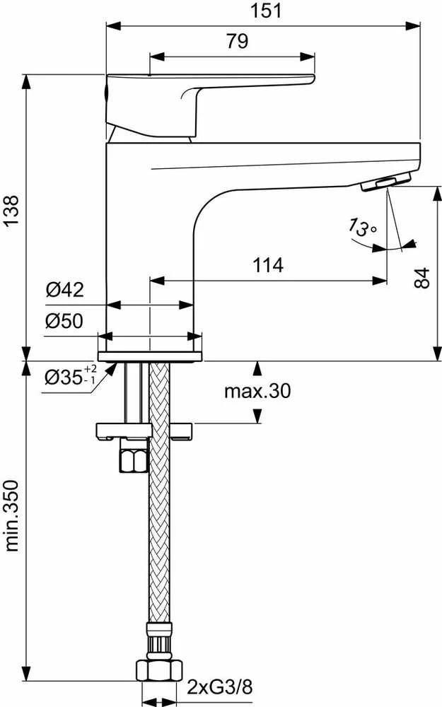 Ideal_Standa Praustuvo maišytuvas Ideal Standard Cerafine O, H80 be dugno vožtuvo