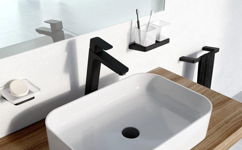 Praustuvo maišytuvas Ravak 10° Free, TD F 015.20 333 mm, be dugno vožtuvo, juodas