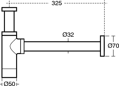 Praustuvo sifonas Ideal Standard, Design d32, chromas