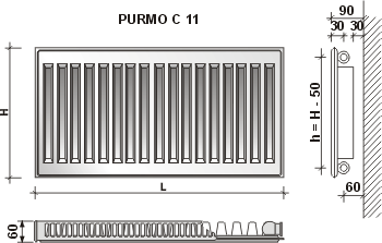 Purmo radiatoriai Compact 600x800mm, 11 tipas