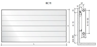 Radiatorius PURMO Ramo RC 11, 500-400, pajungimas šone