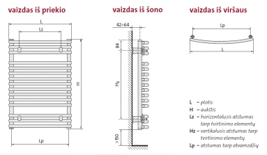 Rankšluosčių džiovintuvas Purmo Santorini C, 596-1134 mm baltas