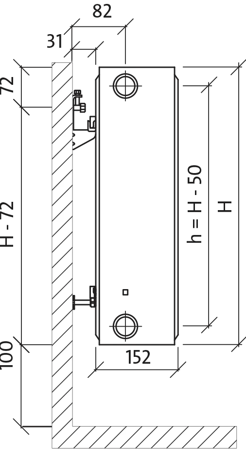Renovacinis radiatorius Purmo Compact C 33, 550-1400