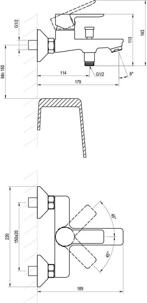 Sieninis vonios/dušo maišytuvas Ravak Solar, SL 022.20BL, juodas