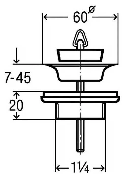 Sifono ventilis Viega praustuvui su kamščiu, 1 1/4"x60x20