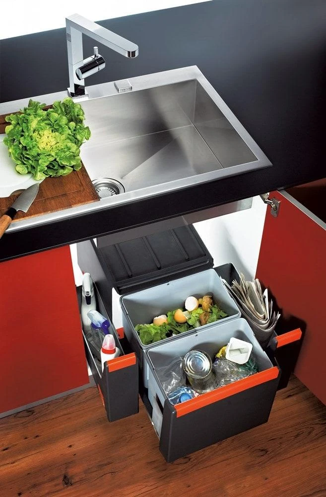 Šiukšliadėžė FRANKE, Cube 40, automatinis atidarymas, 14l.+2x7l.