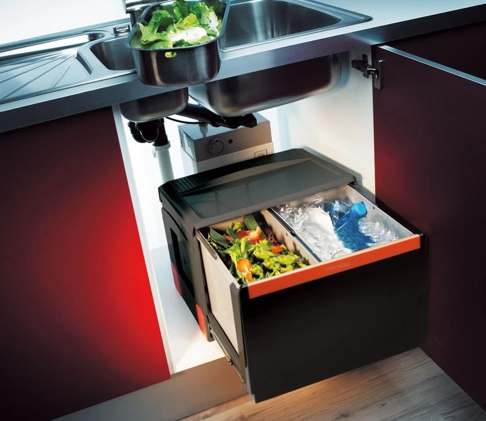Šiukšliadėžė FRANKE, Cube 50, automatinis atidarymas, 14 l + 2x8 l