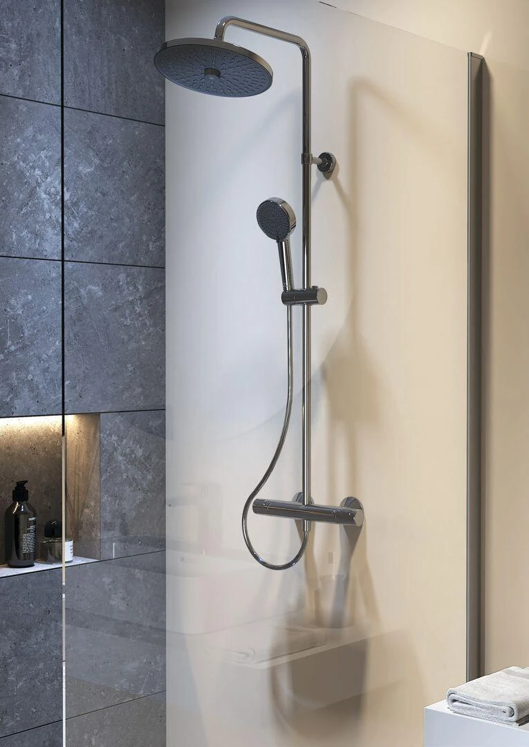 Stacionari dušo sistema Ideal Standard Ceratherm T25+, su Ø260 galva ir rankiniu dušu, chrom