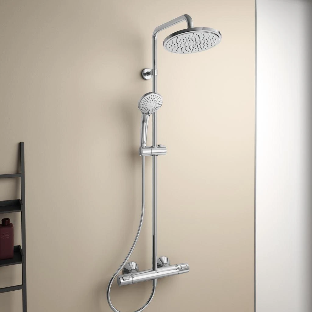Stacionari dušo sistema Ideal Standard Ceratherm T25, su Ø200 galva ir rankiniu dušu, chrom