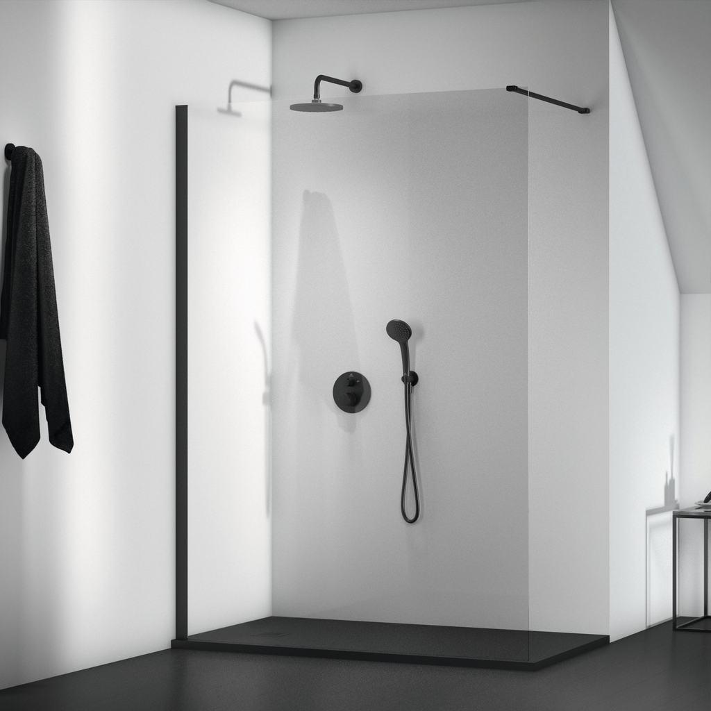 Stacionarios dušo galvos laikiklis Ideal Standard IdealRain, iš sienos 400 mm, Silk Juodas matinė juoda