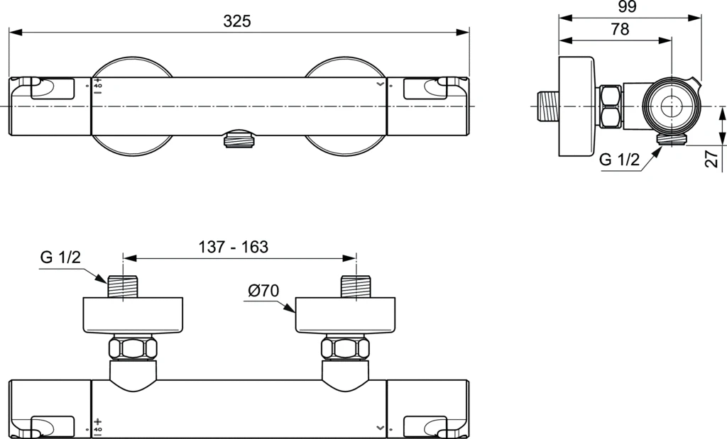 Termostatinis dušo maišytuvas Ideal Standard, Ceratherm T50
