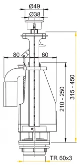 WC nuleidimo mechanizmas AlcaPlast, su 3/6 litrų nuleidimu