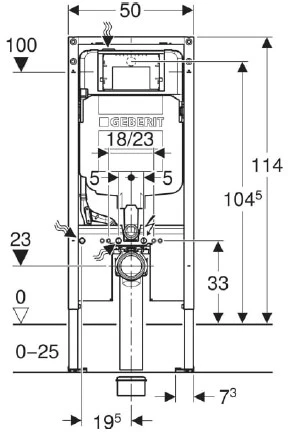 WC rėmas Geberit, Duofix pakabinamam WC puodui, 114 cm, su Sigma potinkiniu bakeliu 8 cm