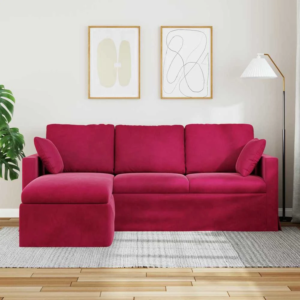 Sofa Vyno raudona 198 x 134 x 80 cm Aksomas