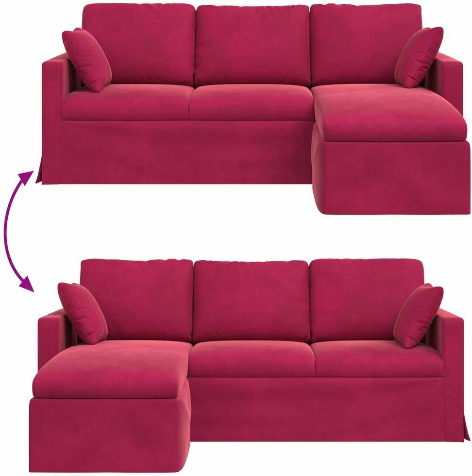 Sofa Vyno raudona 198 x 134 x 80 cm Aksomas
