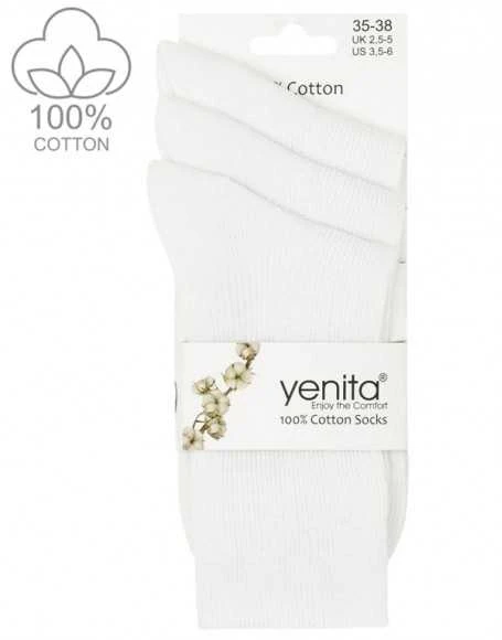 100 % medvilninės baltos premium klasės kojinės „Yenita“, 3 poros