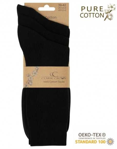 100 % medvilninės premium juodos kojinės Clark Crown, 3 poros